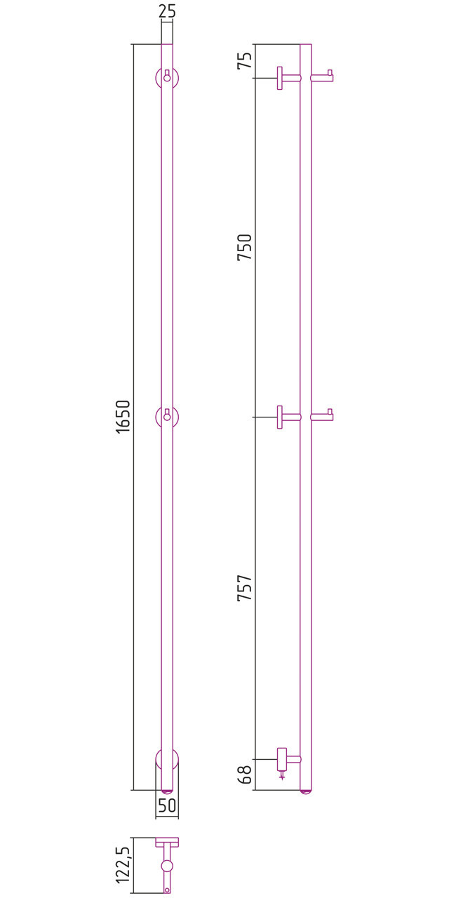 Полотенцесушитель электрический Сунержа Аскет 1650 Сатин