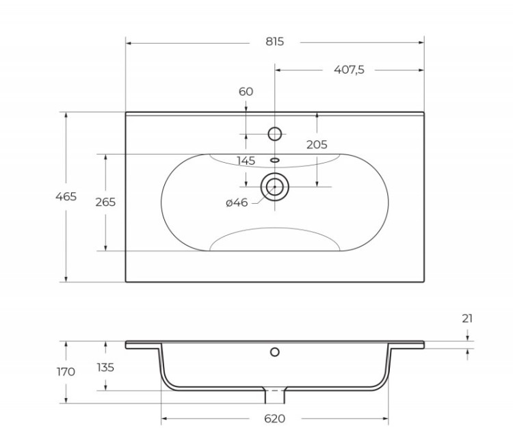 Керамическая раковина 610x460x170 мм BelBagno BB600ETL