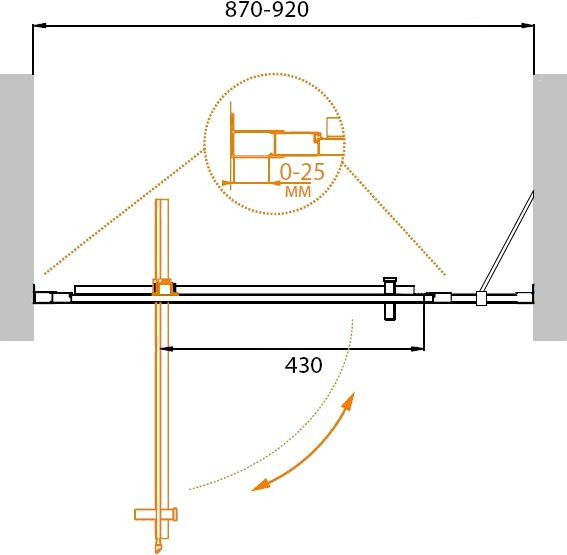 Душевая дверь в нишу MOLVENO-BA-11 Cezares MOLVENO-BA-11-80+30-C-Cr-IV