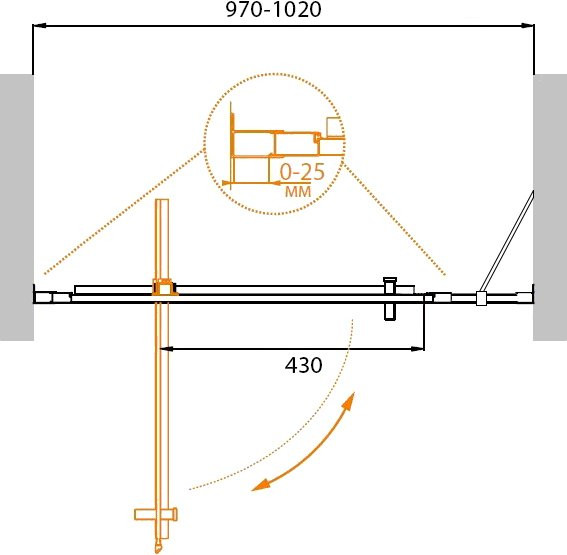 Душевая дверь в нишу MOLVENO-BA-11 Cezares MOLVENO-BA-11-80+30-C-Cr-IV