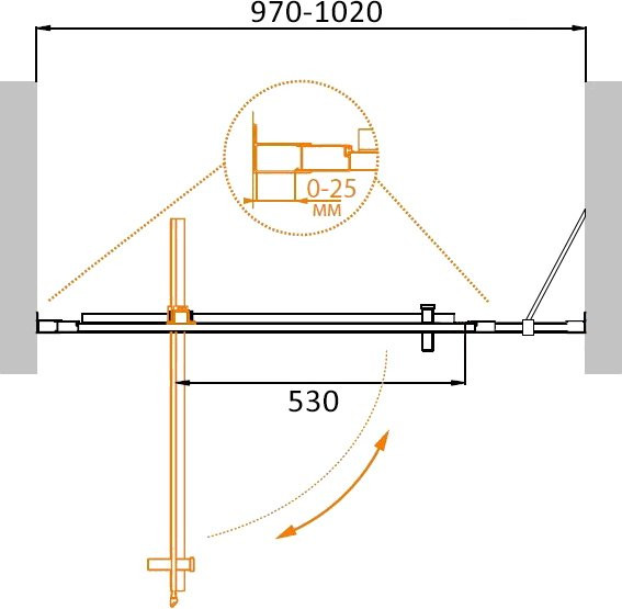 Душевая дверь в нишу MOLVENO-BA-11 Cezares MOLVENO-BA-11-80+30-C-Cr-IV