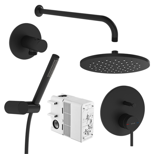 Набор встроенной душевой системы Origin, матовый черный