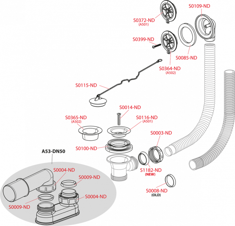Сифон для ванны, белый Alcadrain A502