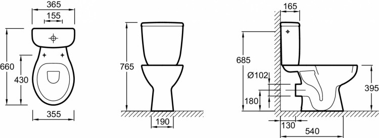 Унитаз-компакт с горизонтальным выпуском Jacob Delafon BRIVE E0383N-00