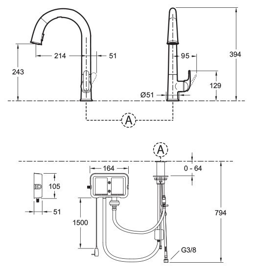 Смеситель для кухни Jacob Delafon Sensate E72218-B7