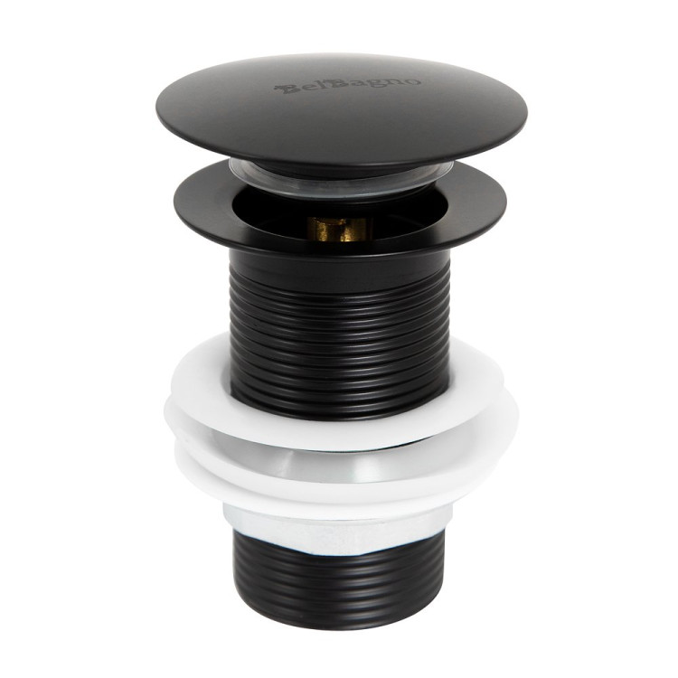 Донный клапан с системой Клик-клак без перелива, чёрный матовый BelBagno BB-SC-NERO