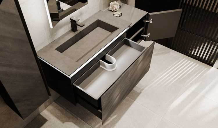 Тумба Incline 140 подвесная Бетон