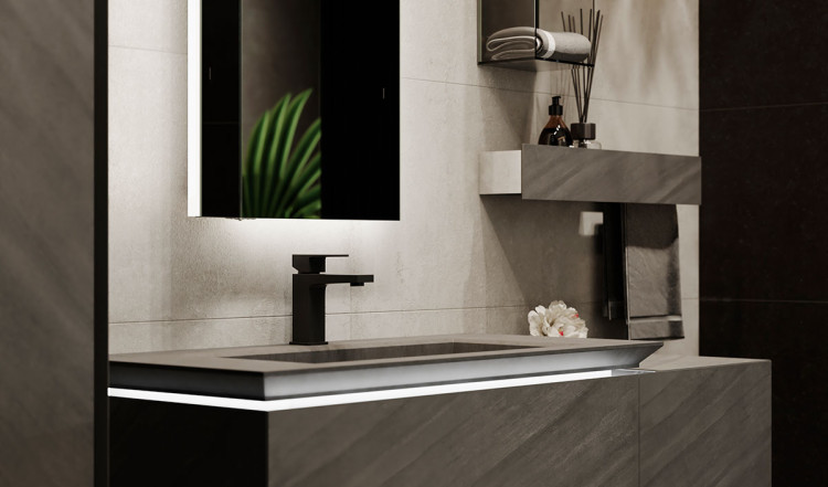 Тумба Incline 140 подвесная Бетон