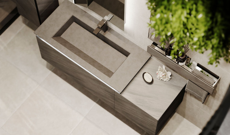 Тумба Incline 140 подвесная Бетон