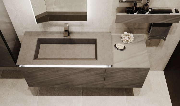 Тумба Incline 140 подвесная Бетон