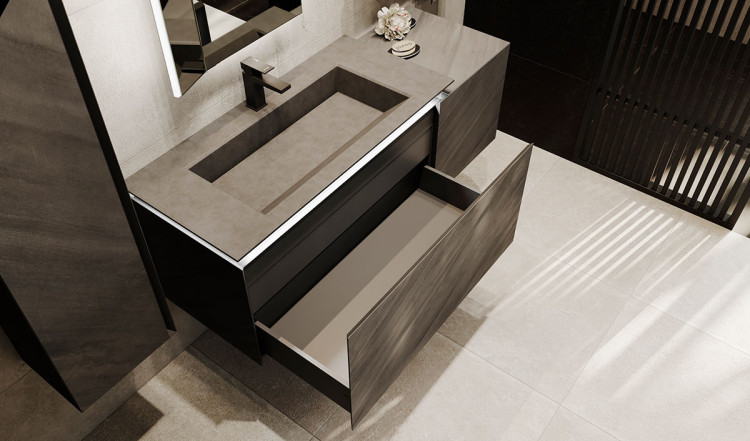 Тумба Incline 140 подвесная Бетон