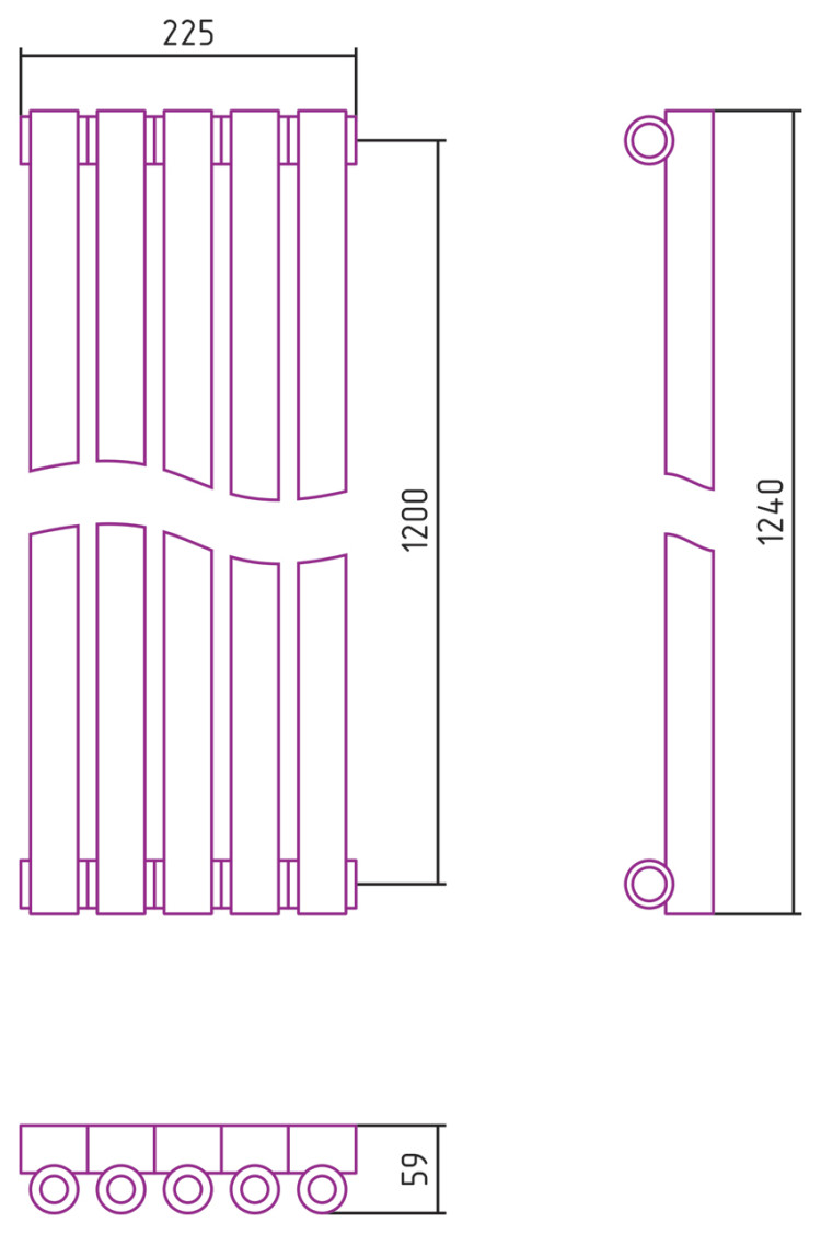 Отопительный радиатор Сунержа Эстет-0 1200х225 5 секций Белый