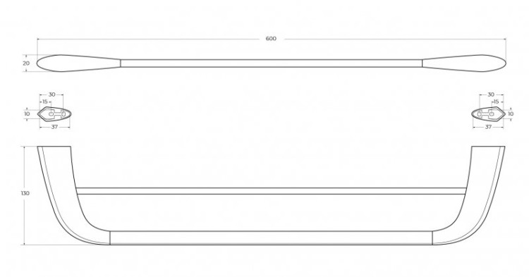 Полотенцедержатель двойной 60 см Cezares LINER-THD-60-GM