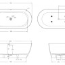 Ванна из искусственного камня Solid Surface 1700х800х570 Cezares CZR-RELAX-170-80-57-SSB