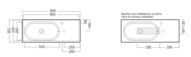 Раковина-чаша Hatria Area 90 YXEQ