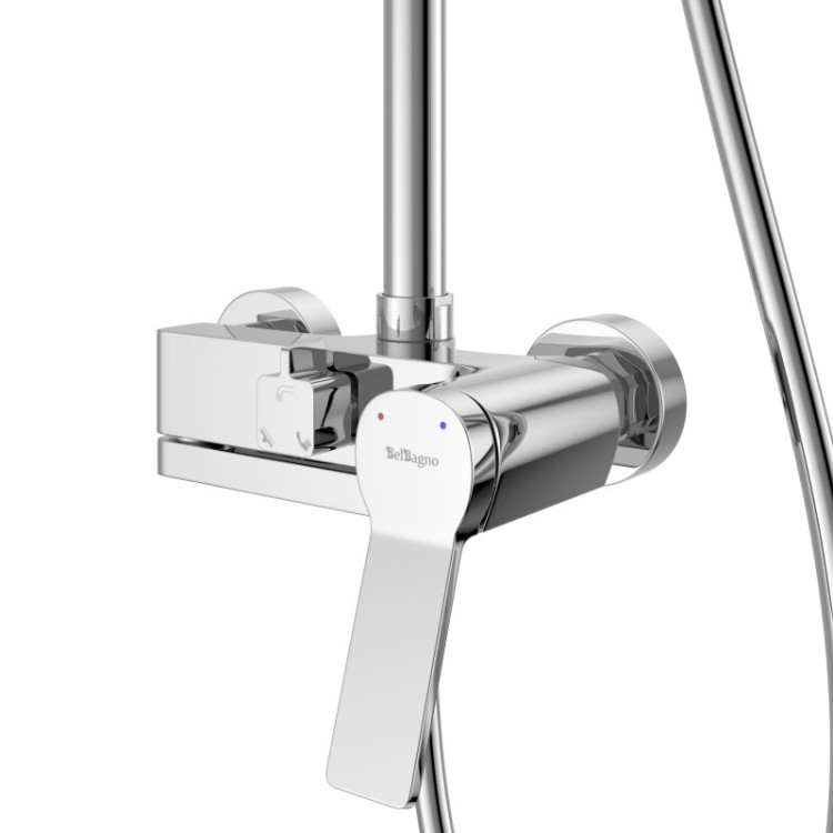 Душевая стойка со смесителем и изливом, верхним и ручным душем Cezares ALBANO-VSCM-CRM