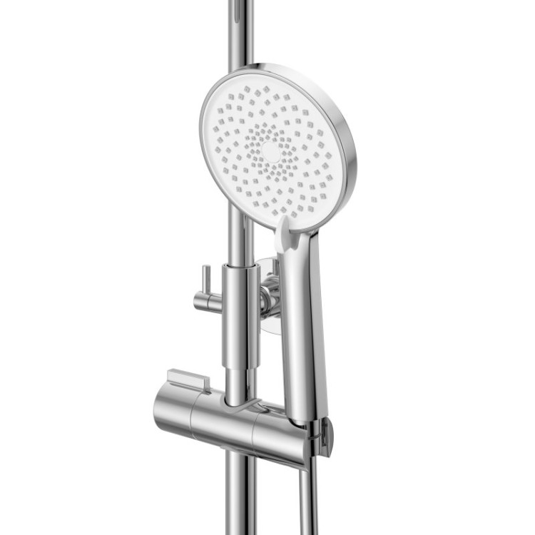 Душевая стойка со смесителем и изливом, верхним и ручным душем Cezares ALBANO-VSCM-CRM