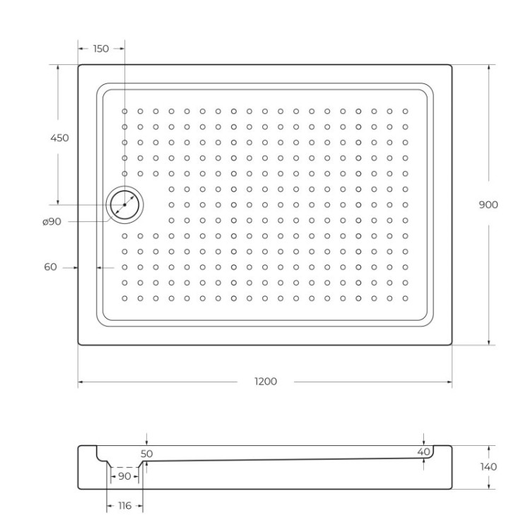 АКРИЛОВЫЙ ПОДДОН TRAY-A-AH-15-W Cezares TRAY-A-AH-90/80-15-W