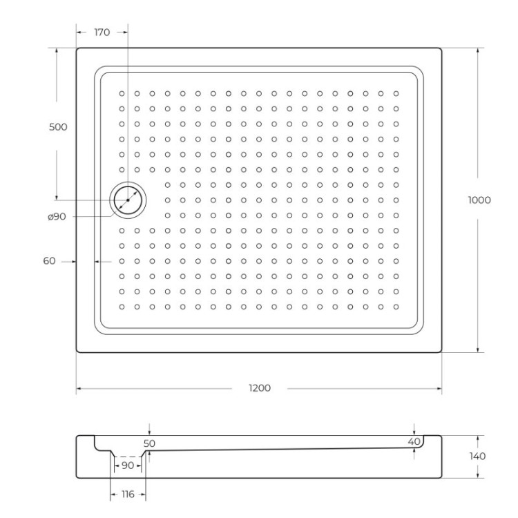 АКРИЛОВЫЙ ПОДДОН TRAY-A-AH-15-W Cezares TRAY-A-AH-90/80-15-W