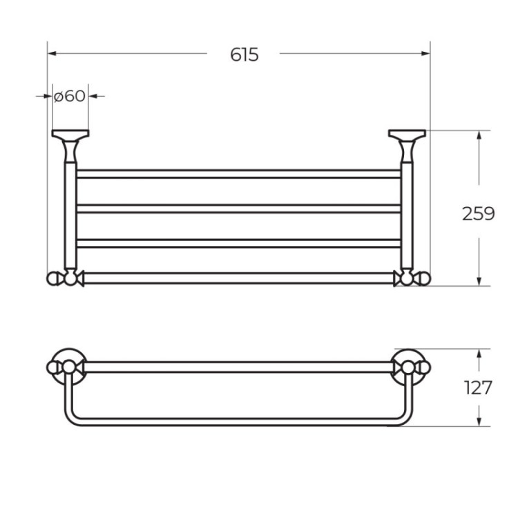 Полка для полотенец подвесная 60 см ART&MAX AM-E-2622AL