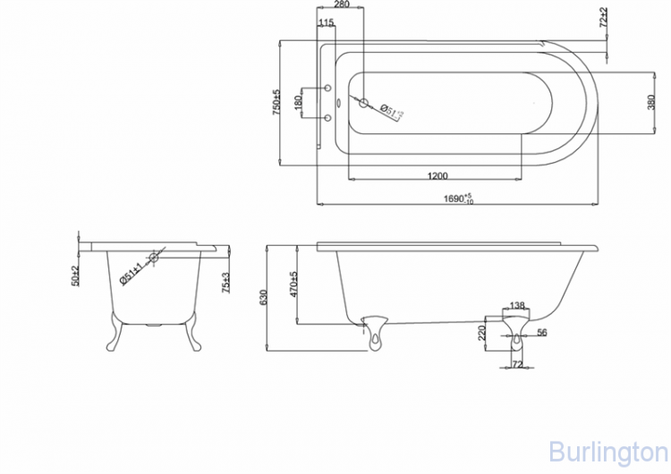 Набор из 4-х ножек (Traditional), цвет Хром E11 CHR