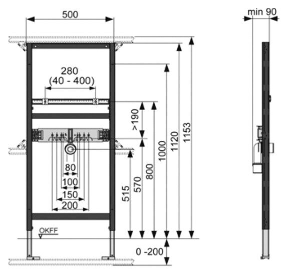 Инсталляция Tece 9310000 для раковины