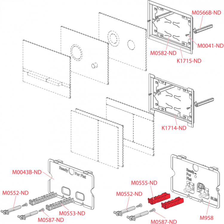 Кнопка управления для скрытых систем инсталляции, RED GOLD-крацованный мат Alcadrain FUN-RG-B