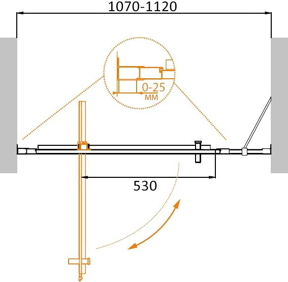 Душевая дверь в нишу MOLVENO-BA-11 Cezares MOLVENO-BA-11-90+20-C-Cr-IV