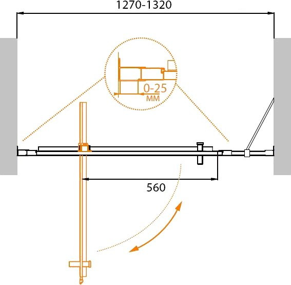 Душевая дверь в нишу MOLVENO-BA-11 Cezares MOLVENO-BA-11-90+20-C-Cr-IV