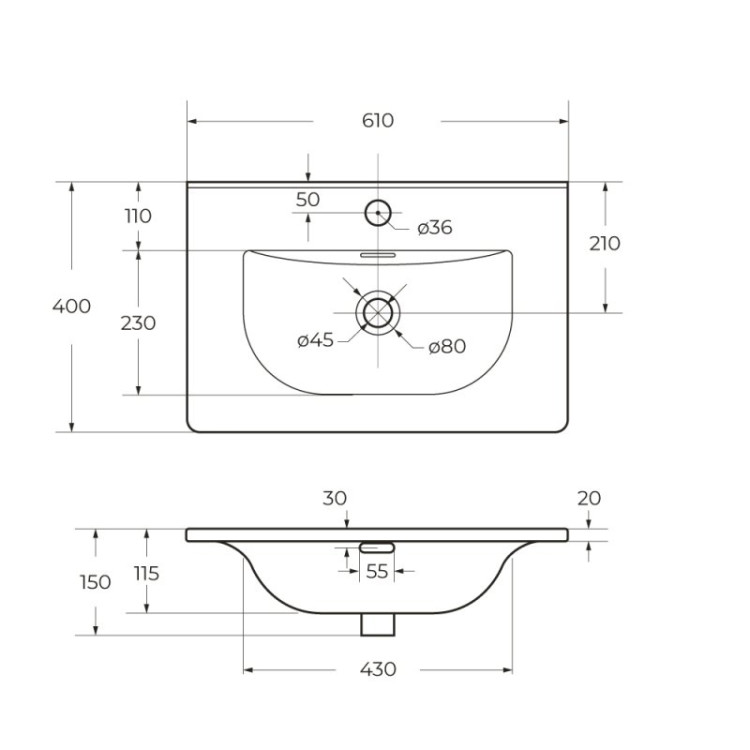 Керамическая раковина 710x400x170 BelBagno BB-8099-3-70