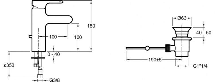 Однорычажный смеситель для раковины, донный клапан Jacob Delafon SINGULIER E10860-CP