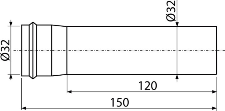 Удлинитель DN32, белый Alcadrain A4000B