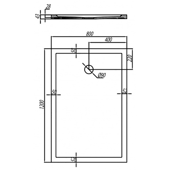 Душевой поддон из искусственного камня Акватон Калифорния 120x80