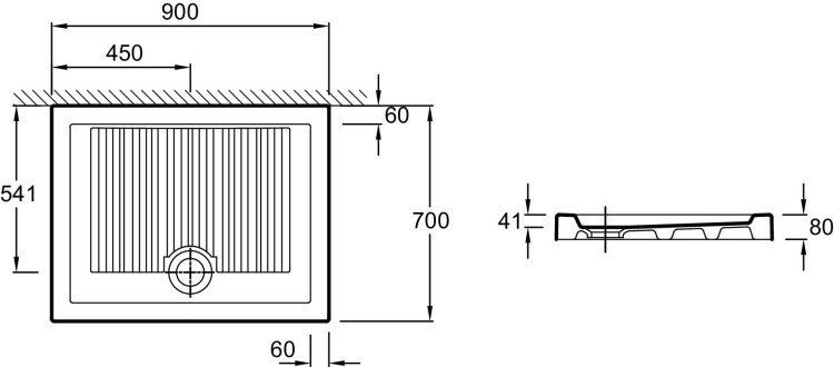 Душевой поддон 90 x 70 см Jacob Delafon KYREO EN111-00