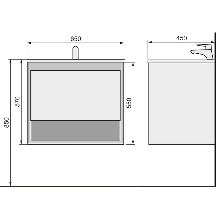 Комплект мебели для ванной Glass 65 подвесной