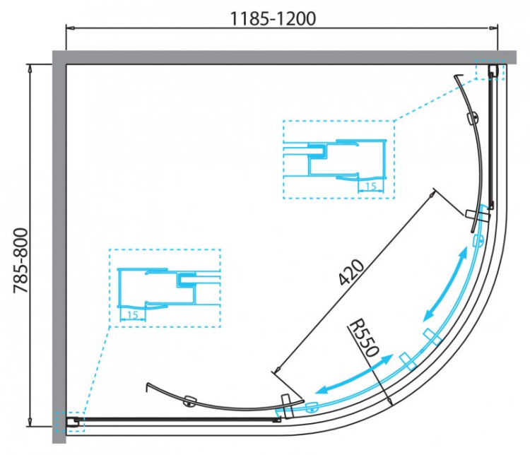 Душевой уголок BELBAGNO DUE-RH-2 BelBagno DUE-RH-2-100/80-C-Cr