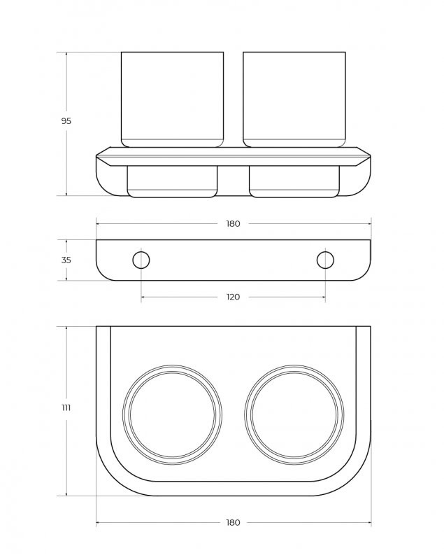 Стакан подвесной двойной Cezares LINER-TUMDS-01