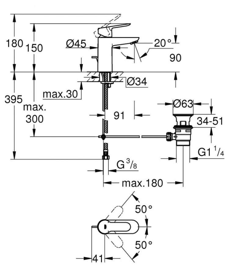 Смеситель для раковины Grohe BauEdge 23328000