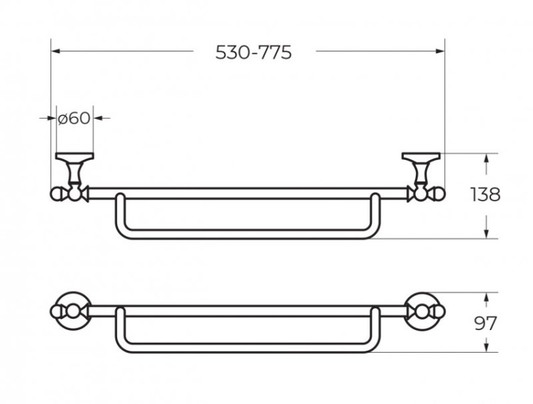 Полотенцедержатель двойной подвесной 60 см ART&MAX AM-2648AL