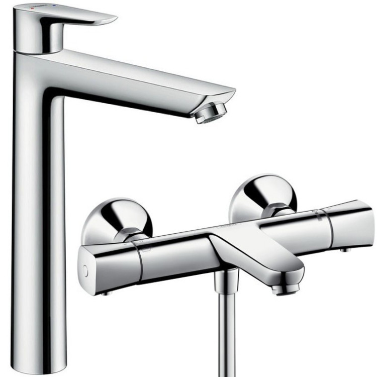 Комплект смесителя для раковины Hansgrohe Talis E 71716000 со смесителем для ванны Ecostat Universal 13123000