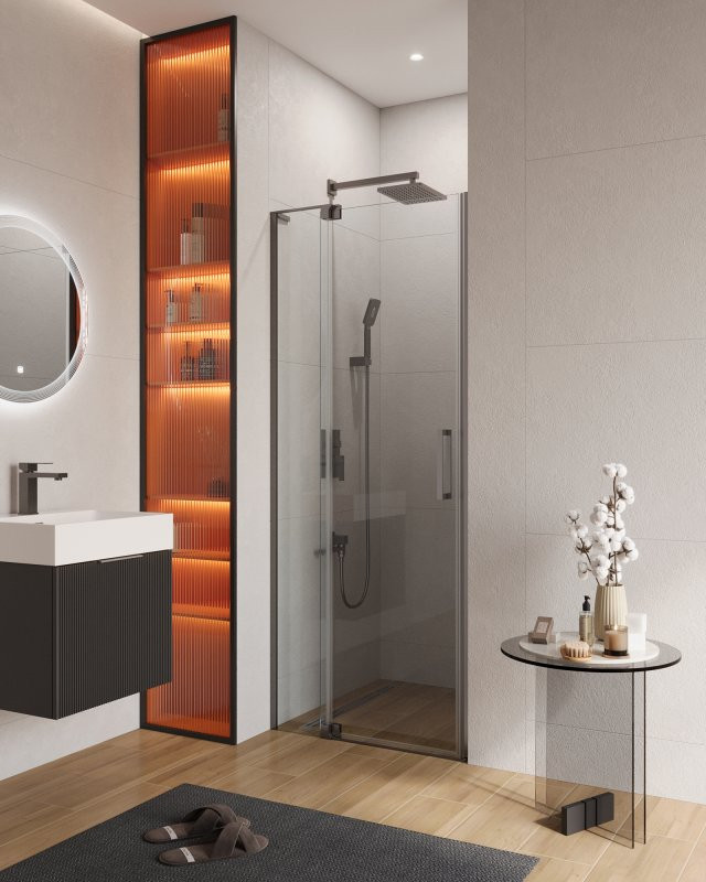 Душевая дверь в нишу SLIDER-B-1 Cezares SLIDER-B-1-90/100-GRIGIO-Cr