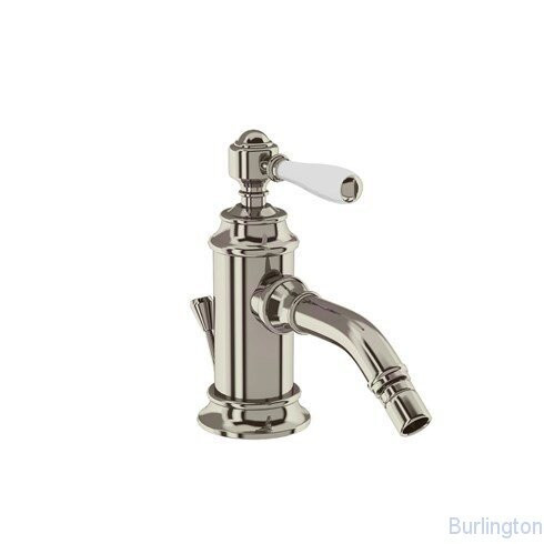 Смеситель однорычажный для биде, 1 отв, ручка - левер белая, никель [ARC13 + ARC65 NKL]