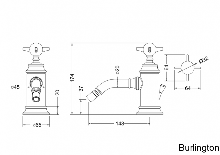 Смеситель однорычажный для биде, 1 отв, ручка - левер белая, никель [ARC13 + ARC65 NKL]