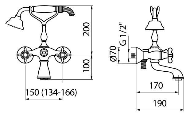 Смеситель для ванны Webert Ottocento OT720201