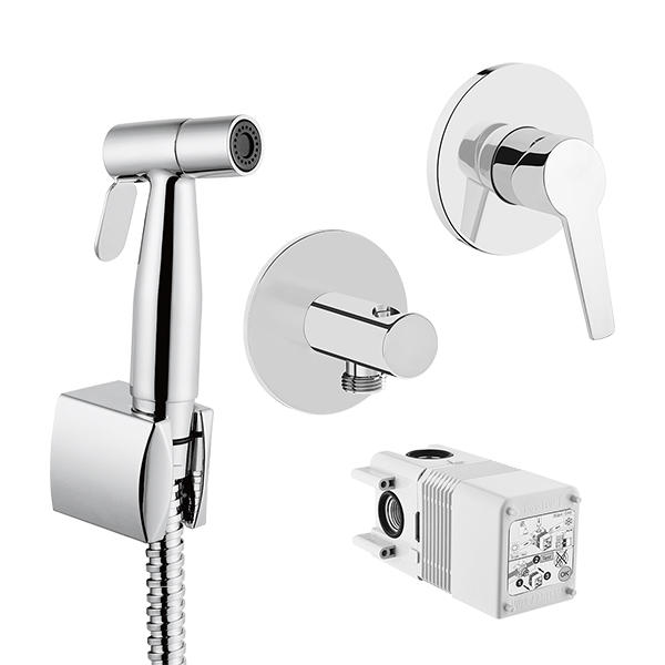 Комплект Встроенный Смеситель с гигиеническим душем на 2 отверстия