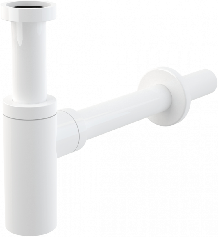 Сифон для умывальника DN32 DESIGN цельнометаллический, круглый, белый Alcadrain A400B