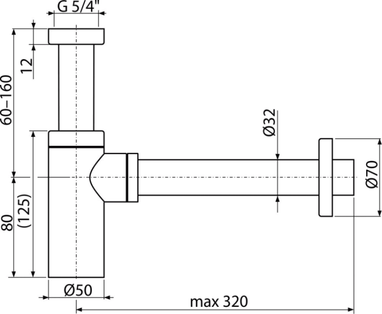 Сифон для умывальника DN32 DESIGN цельнометаллический, круглый, белый Alcadrain A400B