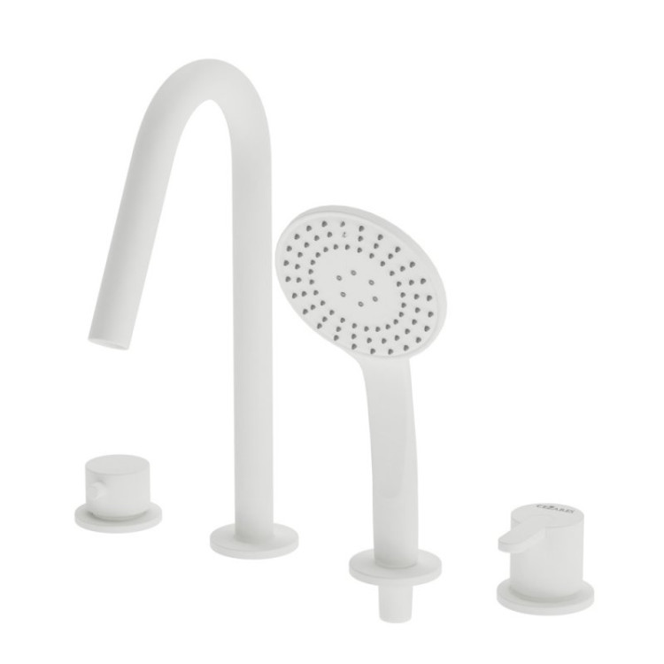 Смеситель на борт ванны с выдвижным душем и переключателем Cezares LEAF-BVDM4-MM