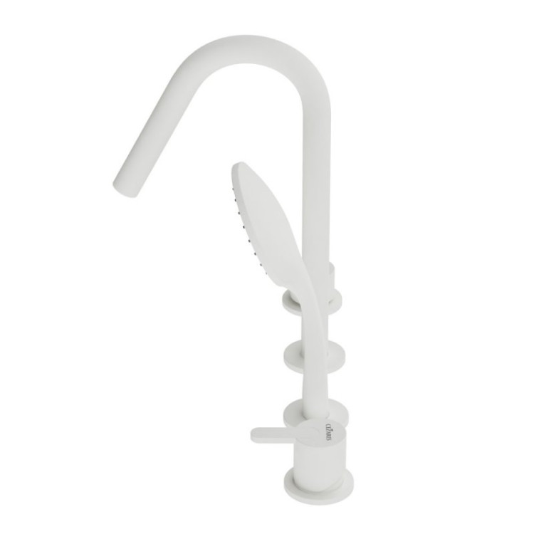 Смеситель на борт ванны с выдвижным душем и переключателем Cezares LEAF-BVDM4-MM