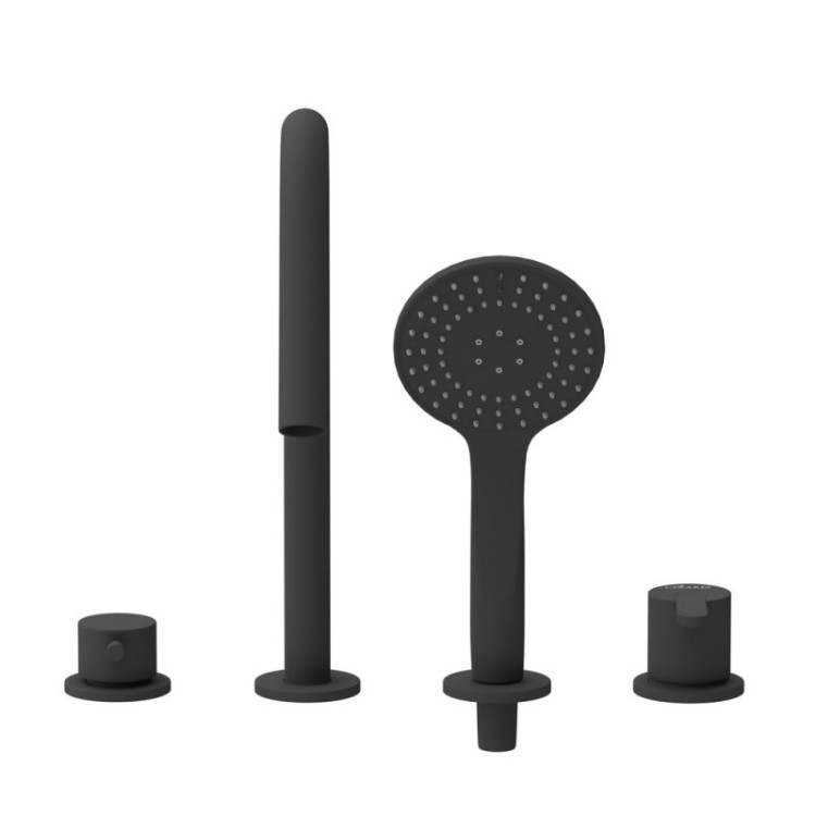 Смеситель на борт ванны с выдвижным душем и переключателем Cezares LEAF-BVDM4-MM